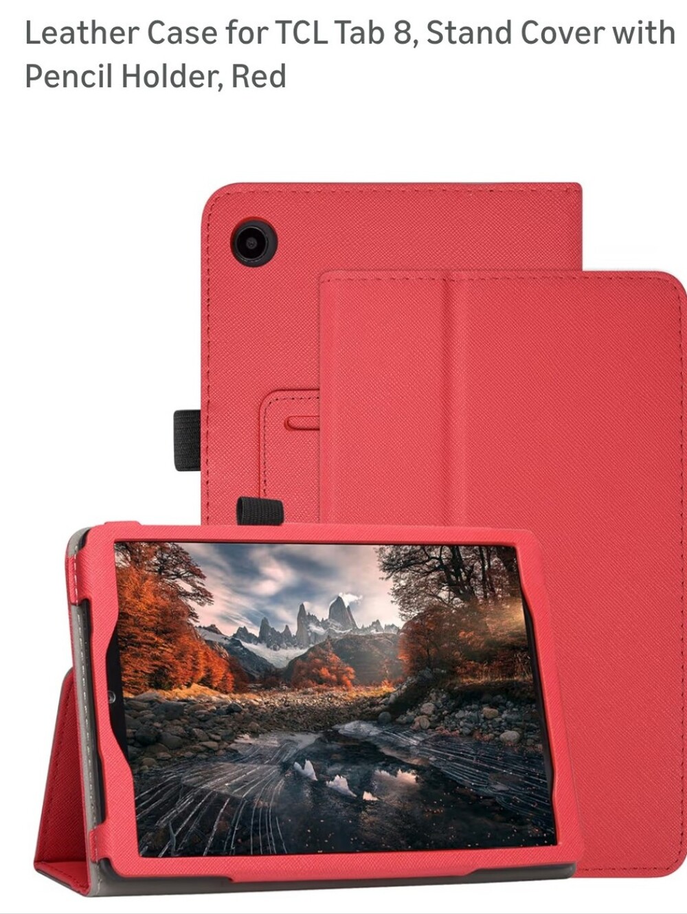 TCL Red Folio Stand Case with Pencil Loop